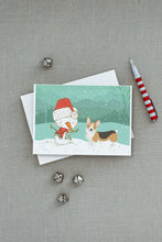 Load image into Gallery viewer, Tricolor Pembroke Corgi Snowman Christmas Greeting Cards -  Blank Note Cards – 8-Pack of Artist-Designed Cards with Envelopes