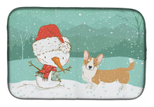 Load image into Gallery viewer, Cardigan Corgi Snowman Christmas Dish Drying Mat – Absorbent, Artistic Kitchen Essentials CK2063DDM