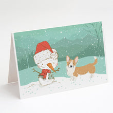 Load image into Gallery viewer, Cardigan Corgi Snowman Christmas Greeting Cards -  Blank Note Cards – 8-Pack of Artist-Designed Cards with Envelopes