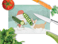 Load image into Gallery viewer, Cardigan Corgi Snowman Christmas Glass Cutting Boards – Durable, Decorative Kitchen Art Large CK2063LCB