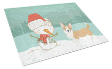 Load image into Gallery viewer, Cardigan Corgi Snowman Christmas Glass Cutting Boards – Durable, Decorative Kitchen Art Large CK2063LCB