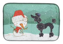 Load image into Gallery viewer, Black Poodle Snowman Christmas Dish Drying Mat – Absorbent, Artistic Kitchen Essentials CK2064DDM