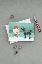 Load image into Gallery viewer, Black Poodle Snowman Christmas Greeting Cards -  Blank Note Cards – 8-Pack of Artist-Designed Cards with Envelopes