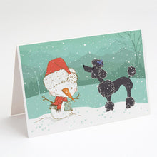 Load image into Gallery viewer, Black Poodle Snowman Christmas Greeting Cards -  Blank Note Cards – 8-Pack of Artist-Designed Cards with Envelopes