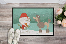 Load image into Gallery viewer, Chocolate Poodle Snowman Christmas Doormat - 18x27 Decorative Floor Mat – Indoor/Outdoor Rug with Artistic Flair CK2065MAT