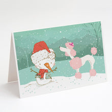 Load image into Gallery viewer, Pink Poodle Snowman Christmas Greeting Cards -  Blank Note Cards – 8-Pack of Artist-Designed Cards with Envelopes