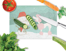 Load image into Gallery viewer, Pink Poodle Snowman Christmas Glass Cutting Boards – Durable, Decorative Kitchen Art Large CK2066LCB