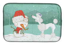 Load image into Gallery viewer, White Poodle Snowman Christmas Dish Drying Mat – Absorbent, Artistic Kitchen Essentials CK2067DDM