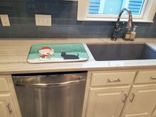 Load image into Gallery viewer, Scottish Terrier Snowman Christmas Dish Drying Mat – Absorbent, Artistic Kitchen Essentials CK2068DDM