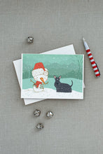 Load image into Gallery viewer, Scottish Terrier Snowman Christmas Greeting Cards -  Blank Note Cards – 8-Pack of Artist-Designed Cards with Envelopes