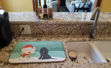 Load image into Gallery viewer, Black Spaniel Snowman Christmas Dish Drying Mat – Absorbent, Artistic Kitchen Essentials CK2070DDM