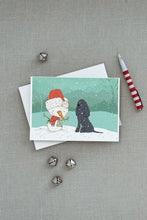 Load image into Gallery viewer, Black Spaniel Snowman Christmas Greeting Cards -  Blank Note Cards – 8-Pack of Artist-Designed Cards with Envelopes