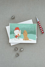 Load image into Gallery viewer, Tan Spaniel Snowman Christmas Greeting Cards -  Blank Note Cards – 8-Pack of Artist-Designed Cards with Envelopes