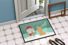Load image into Gallery viewer, Tan Spaniel Snowman Christmas Doormat - 24x36 Decorative Floor Mat – Indoor/Outdoor Rug with Artistic Flair CK2071JMAT