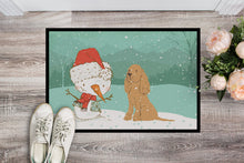 Load image into Gallery viewer, Tan Spaniel Snowman Christmas Doormat - 18x27 Decorative Floor Mat – Indoor/Outdoor Rug with Artistic Flair CK2071MAT