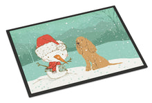 Load image into Gallery viewer, Tan Spaniel Snowman Christmas Doormat - 18x27 Decorative Floor Mat – Indoor/Outdoor Rug with Artistic Flair CK2071MAT
