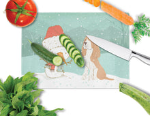 Load image into Gallery viewer, Red Spaniel Snowman Christmas Glass Cutting Boards – Durable, Decorative Kitchen Art Large CK2072LCB