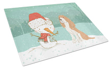 Load image into Gallery viewer, Red Spaniel Snowman Christmas Glass Cutting Boards – Durable, Decorative Kitchen Art Large CK2072LCB