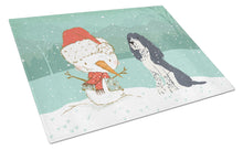 Load image into Gallery viewer, English Springer Spaniel Snowman Christmas Glass Cutting Boards – Durable, Decorative Kitchen Art Large CK2073LCB