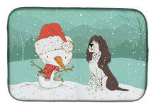 Load image into Gallery viewer, Brown English Springer Spaniel Snowman Christmas Dish Drying Mat – Absorbent, Artistic Kitchen Essentials CK2074DDM