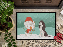 Load image into Gallery viewer, Brown English Springer Spaniel Snowman Christmas Doormat - 24x36 Decorative Floor Mat – Indoor/Outdoor Rug with Artistic Flair CK2074JMAT