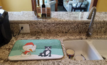 Load image into Gallery viewer, Black Staffie Snowman Christmas Dish Drying Mat – Absorbent, Artistic Kitchen Essentials CK2075DDM