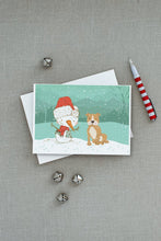 Load image into Gallery viewer, Brown Staffie Snowman Christmas Greeting Cards -  Blank Note Cards – 8-Pack of Artist-Designed Cards with Envelopes