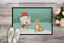 Load image into Gallery viewer, Brown Staffie Snowman Christmas Doormat - 18x27 Decorative Floor Mat – Indoor/Outdoor Rug with Artistic Flair CK2076MAT