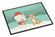 Load image into Gallery viewer, Brown Staffie Snowman Christmas Doormat - 18x27 Decorative Floor Mat – Indoor/Outdoor Rug with Artistic Flair CK2076MAT