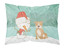 Load image into Gallery viewer, Brown Staffie Snowman Christmas  Standard Pillowcase – Artistic Decorative Front, White Back CK2076PILLOWCASE