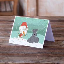 Load image into Gallery viewer, Lakeland Terrier Snowman Christmas Greeting Cards -  Blank Note Cards – 8-Pack of Artist-Designed Cards with Envelopes