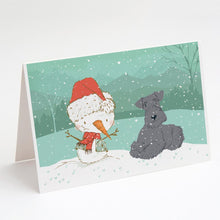 Load image into Gallery viewer, Lakeland Terrier Snowman Christmas Greeting Cards -  Blank Note Cards – 8-Pack of Artist-Designed Cards with Envelopes