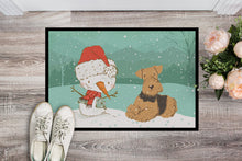 Load image into Gallery viewer, Airedale Terrier Snowman Christmas Doormat - 24x36 Decorative Floor Mat – Indoor/Outdoor Rug with Artistic Flair CK2078JMAT