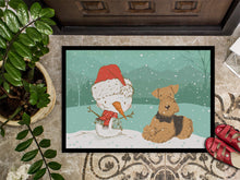 Load image into Gallery viewer, Airedale Terrier Snowman Christmas Doormat - 24x36 Decorative Floor Mat – Indoor/Outdoor Rug with Artistic Flair CK2078JMAT