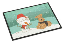 Load image into Gallery viewer, Airedale Terrier Snowman Christmas Doormat - 24x36 Decorative Floor Mat – Indoor/Outdoor Rug with Artistic Flair CK2078JMAT