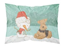 Load image into Gallery viewer, Airedale Terrier Snowman Christmas  Standard Pillowcase – Artistic Decorative Front, White Back CK2078PILLOWCASE