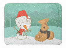 Load image into Gallery viewer, Airedale Terrier Snowman Christmas Machine Washable Memory Foam Mat CK2078RUG