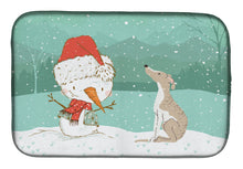 Load image into Gallery viewer, Whippet Snowman Christmas Dish Drying Mat – Absorbent, Artistic Kitchen Essentials CK2079DDM