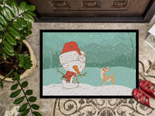 Load image into Gallery viewer, Tan Chihuahua Snowman Christmas Doormat - 18x27 Decorative Floor Mat – Indoor/Outdoor Rug with Artistic Flair CK2081MAT