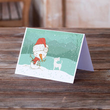 Load image into Gallery viewer, White Chihuahua Snowman Christmas Greeting Cards -  Blank Note Cards – 8-Pack of Artist-Designed Cards with Envelopes
