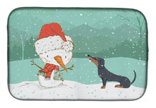 Load image into Gallery viewer, Black Tan Dachshund Snowman Christmas Dish Drying Mat – Absorbent, Artistic Kitchen Essentials CK2083DDM