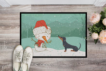 Load image into Gallery viewer, Black Tan Dachshund Snowman Christmas Doormat - 18x27 Decorative Floor Mat – Indoor/Outdoor Rug with Artistic Flair CK2083MAT