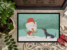 Load image into Gallery viewer, Black Tan Dachshund Snowman Christmas Doormat - 18x27 Decorative Floor Mat – Indoor/Outdoor Rug with Artistic Flair CK2083MAT