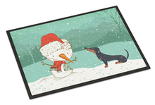 Load image into Gallery viewer, Black Tan Dachshund Snowman Christmas Doormat - 18x27 Decorative Floor Mat – Indoor/Outdoor Rug with Artistic Flair CK2083MAT