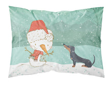 Load image into Gallery viewer, Black Tan Dachshund Snowman Christmas  Standard Pillowcase – Artistic Decorative Front, White Back CK2083PILLOWCASE