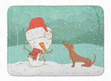Load image into Gallery viewer, Red Dachshund Snowman Christmas Machine Washable Memory Foam Mat CK2084RUG