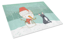 Load image into Gallery viewer, Black French Bulldog Snowman Christmas Glass Cutting Boards – Durable, Decorative Kitchen Art Large CK2085LCB