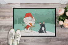 Load image into Gallery viewer, Black French Bulldog Snowman Christmas Doormat - 18x27 Decorative Floor Mat – Indoor/Outdoor Rug with Artistic Flair CK2085MAT