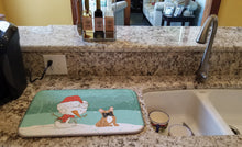 Load image into Gallery viewer, Fawn French Bulldog Snowman Christmas Dish Drying Mat – Absorbent, Artistic Kitchen Essentials CK2086DDM