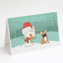 Load image into Gallery viewer, Fawn French Bulldog Snowman Christmas Greeting Cards -  Blank Note Cards – 8-Pack of Artist-Designed Cards with Envelopes